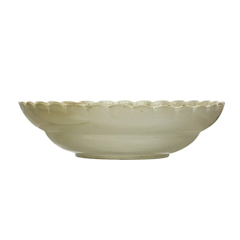 Creative Co-Op Stoneware Bowl with Scalloped Edge, Ivory | Walmart (US)