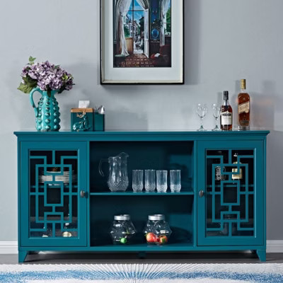 60” Sideboard Buffet Cabinet Console Table With 2 Doors Adjustable Shelves Cupboard Storage Cabinet For Kitchen Dining Room Living Room | Target