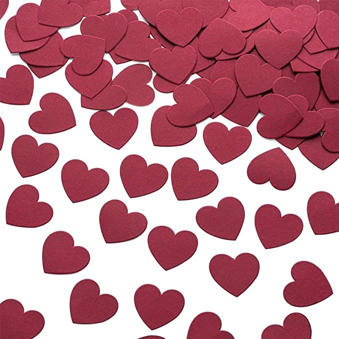Burgundy Heart Paper Confetti for Table Wedding Birthday Party Decoration,1.2 inch in Diameter,20... | Amazon (US)