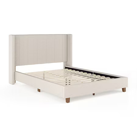 Martha Stewart Kay Upholstered Platform Bed, One Size, Beige | JCPenney