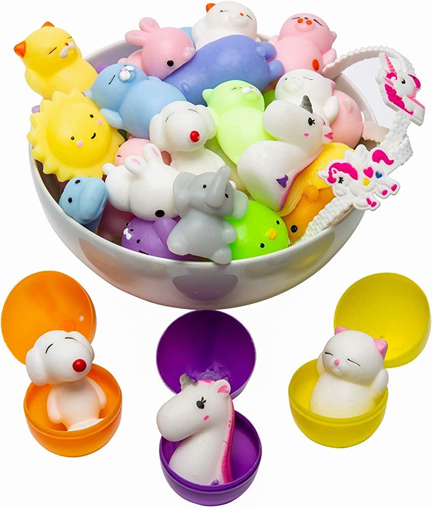 Mochi Squishy Toys - 3 Surprise Eggs Easter Basket Stuffers 16pcs Animal Squishies Mini Kawaii Ca... | Amazon (US)