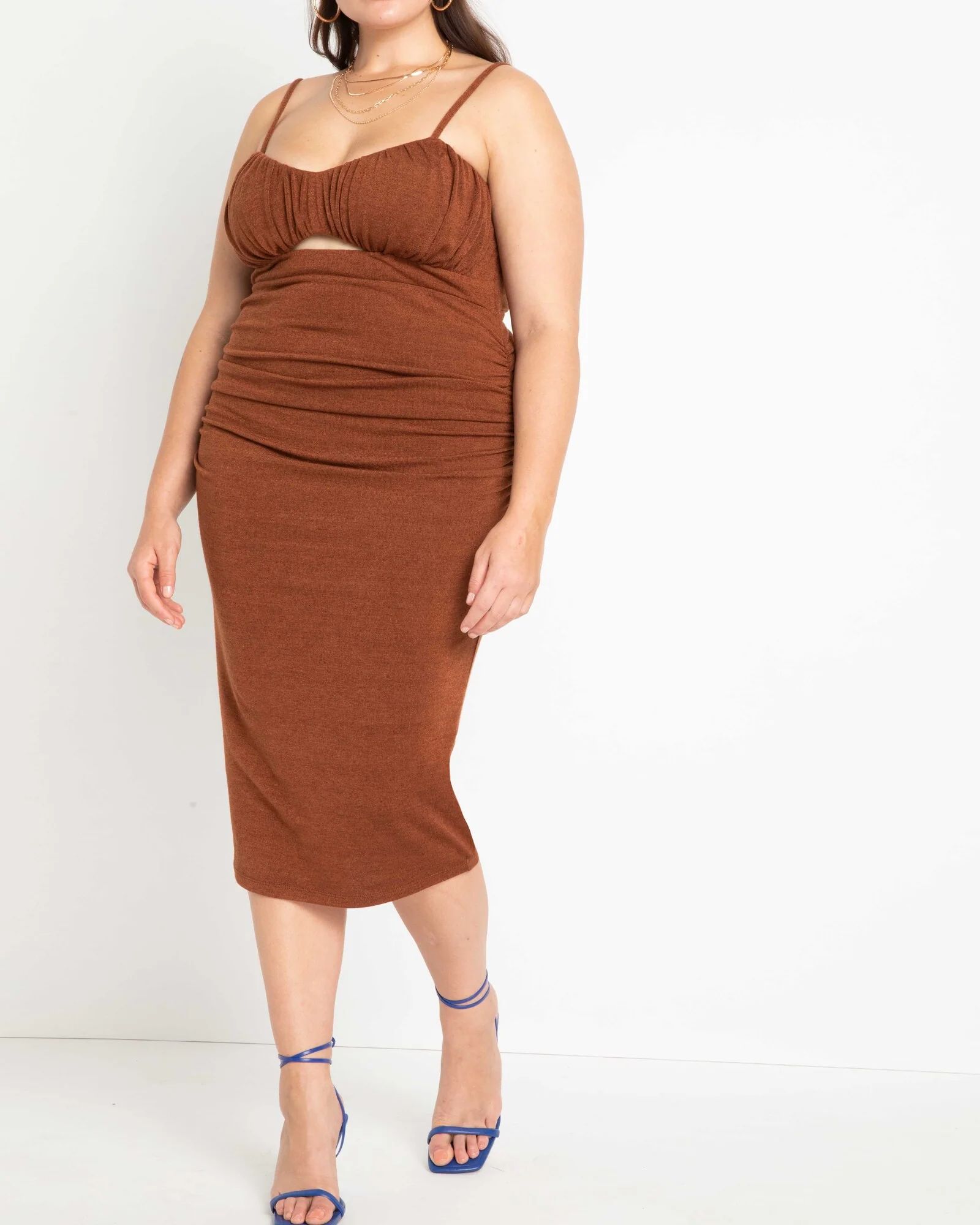 ELOQUII Jackie Knit Cutout Dress | Brown | Women's Dresses | Dia & Co