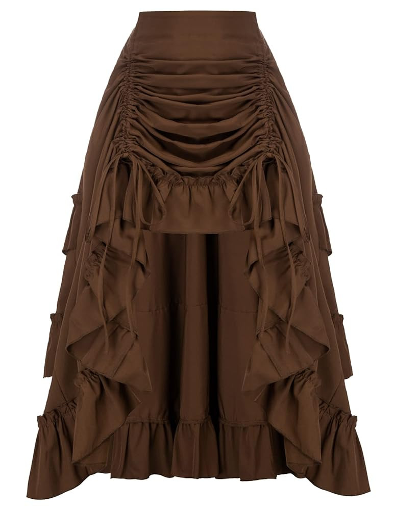Scarlet Darkness Women's 2025 Summer Skirt Gothic Steampunk Skirt Renaissance High-Low Bustle Ski... | Amazon (US)
