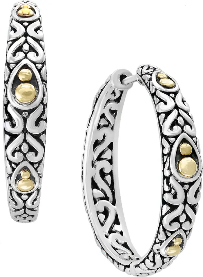 Two-Tone Bead & Scroll Hoop Earrings | Nordstrom Rack
