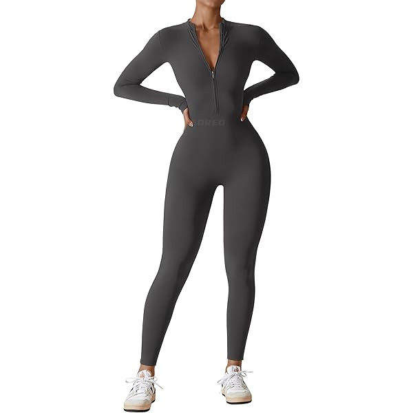 AEEZO Womens Long Sleeve Workout Jumpsuit Zip Up Yoga Rompers Sexy Tummy Control One Piece Bodyco... | Amazon (US)