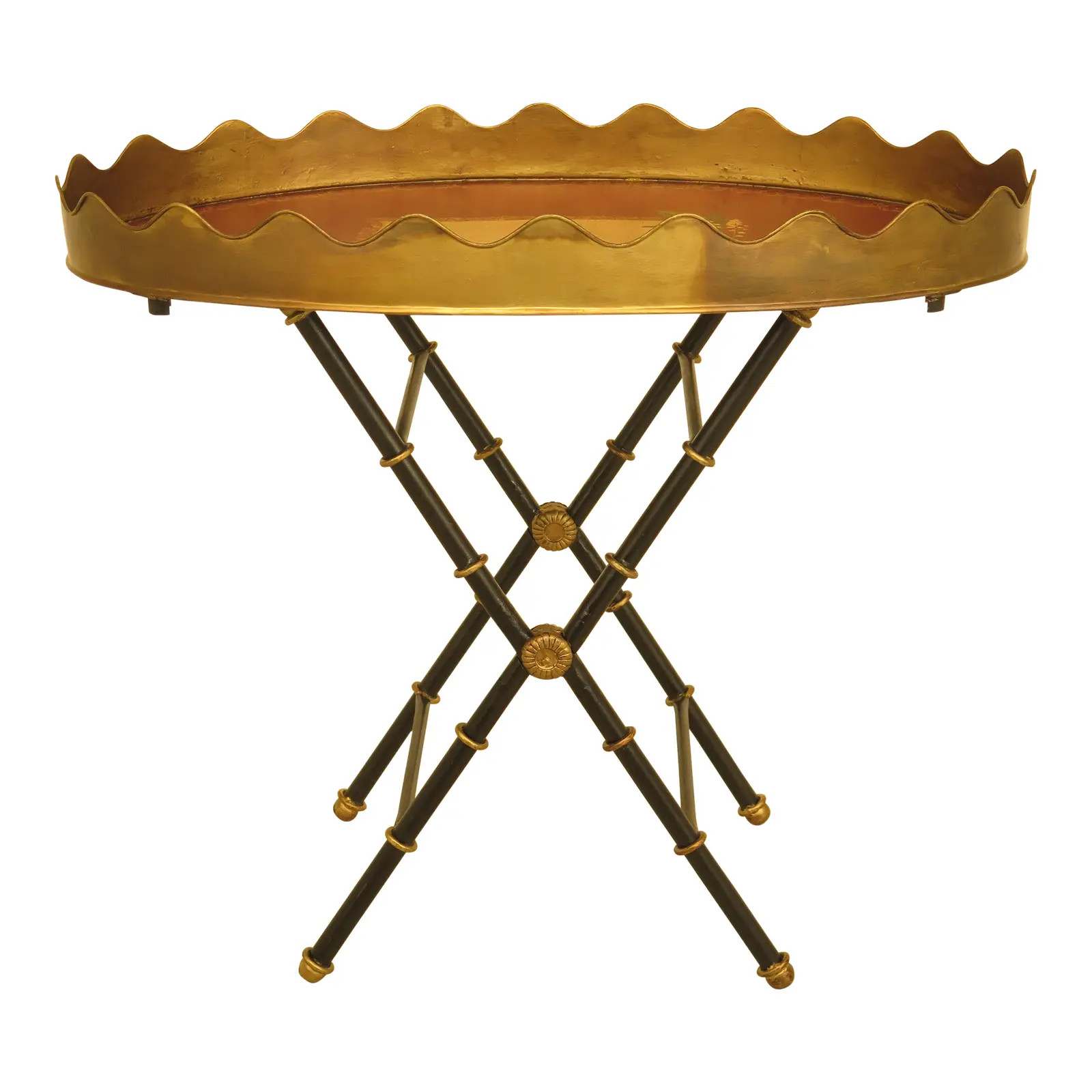 Traditional Sarried Tole Paint Decorated Serving Tray Table | Chairish