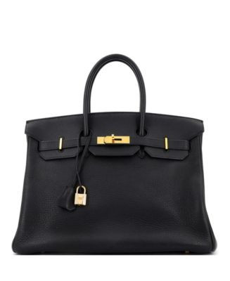 Birkin 35 Handbag Black Clemence with Gold Hardware | Bloomingdale's (US)