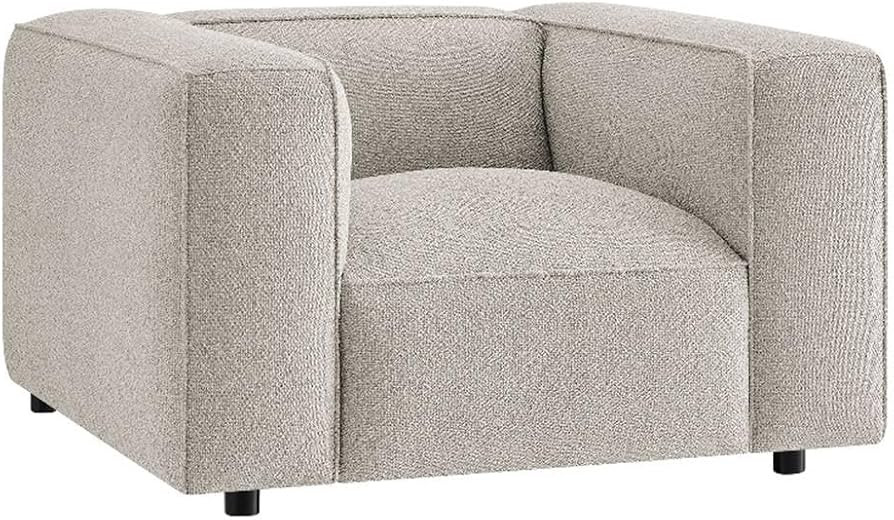 Modway Auren Lattice Boucl\u00e9 Accent Chair with Pocket Spring Seat in Fog | Amazon (US)