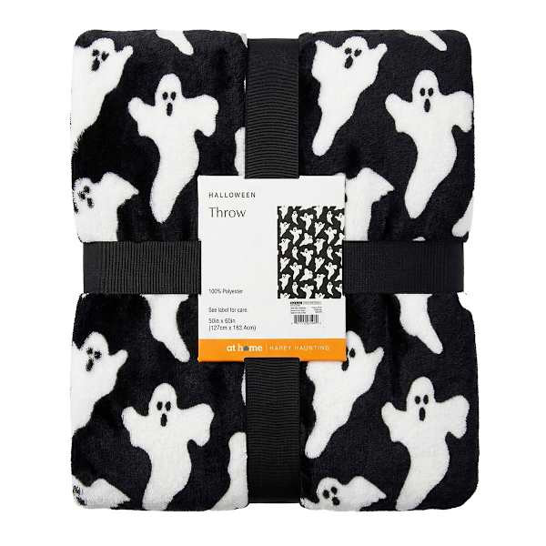 Simple Ghost Black & White Throw Blanket, 50x60 | At Home