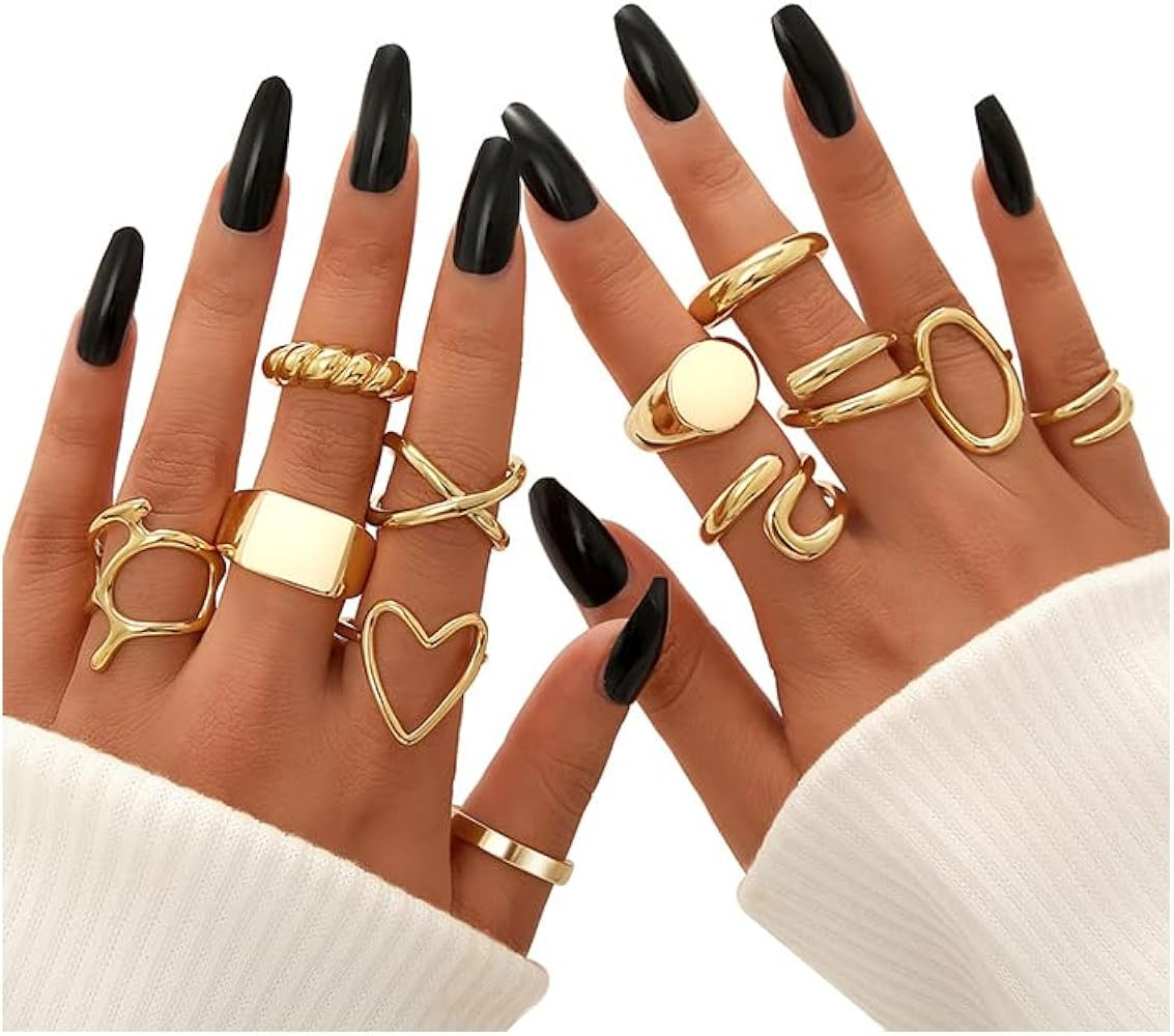 FAXHION 12PCS Gold Stackable Rings Set for Women, 18K Gold Plated Open Stacking Knuckle Ring, Adj... | Amazon (US)