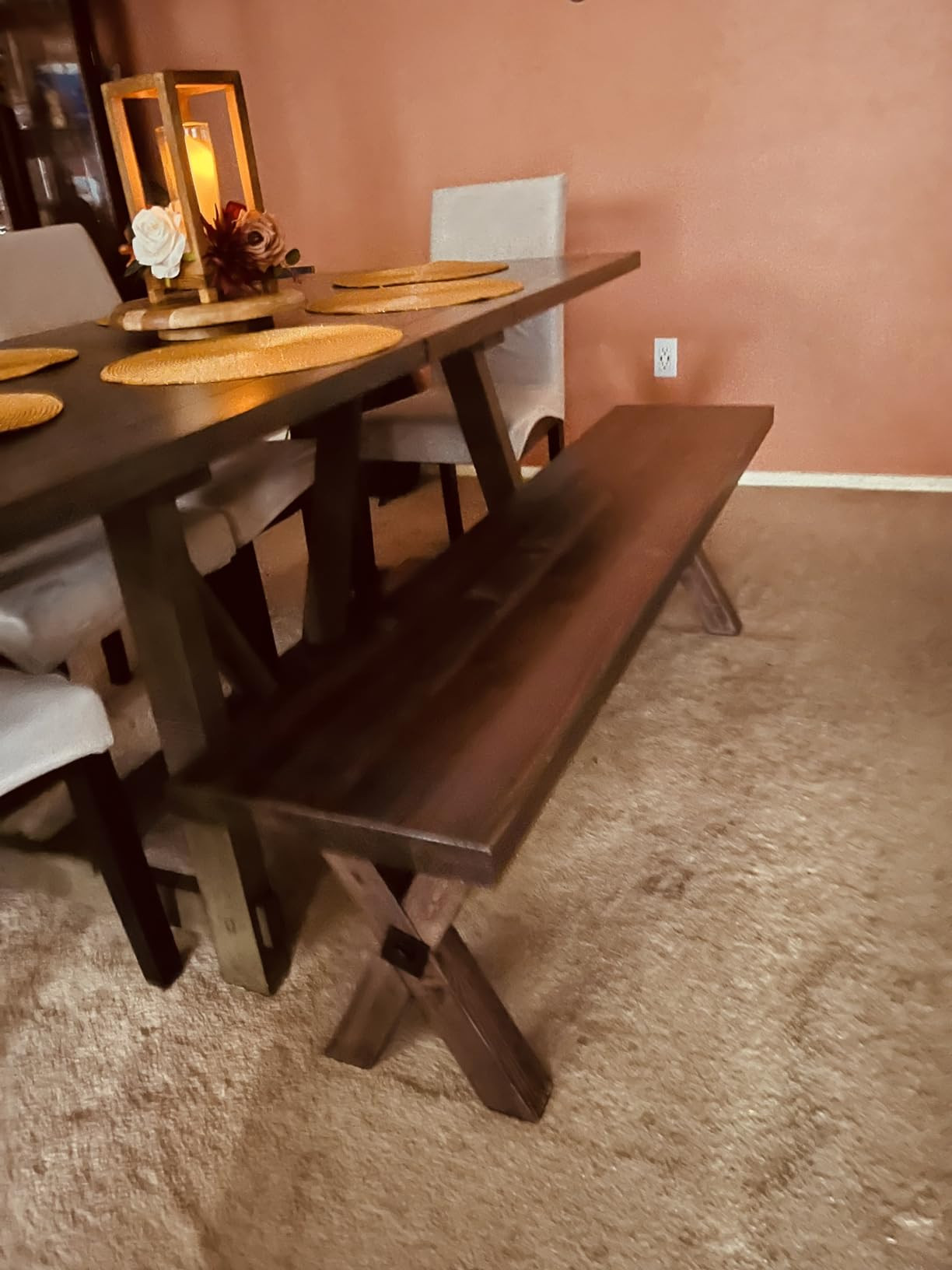 LUE BONA 71" Dining Table for 6-8 Solid Wood Farmhouse Kitchen Table with Natural Wood Grain for ... | Amazon (US)