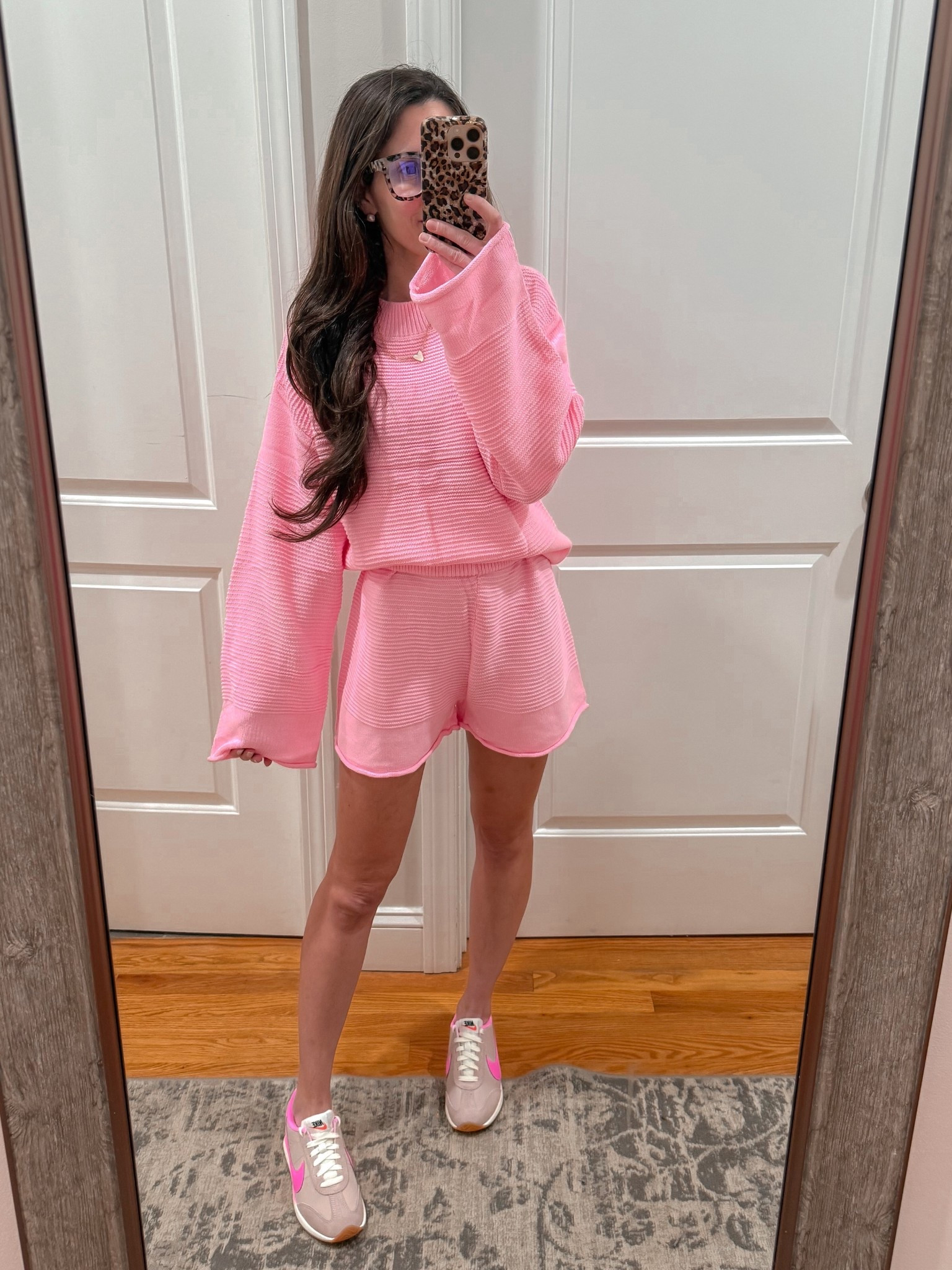 Amazon set ; new Amazon matching set ; pink Nikes; spring lounge set ; travel outfit ; pink set ; mom ootd ; postpartum outfit ; bump friendly outfit

#LTKPetite #LTKBump #LTKootd