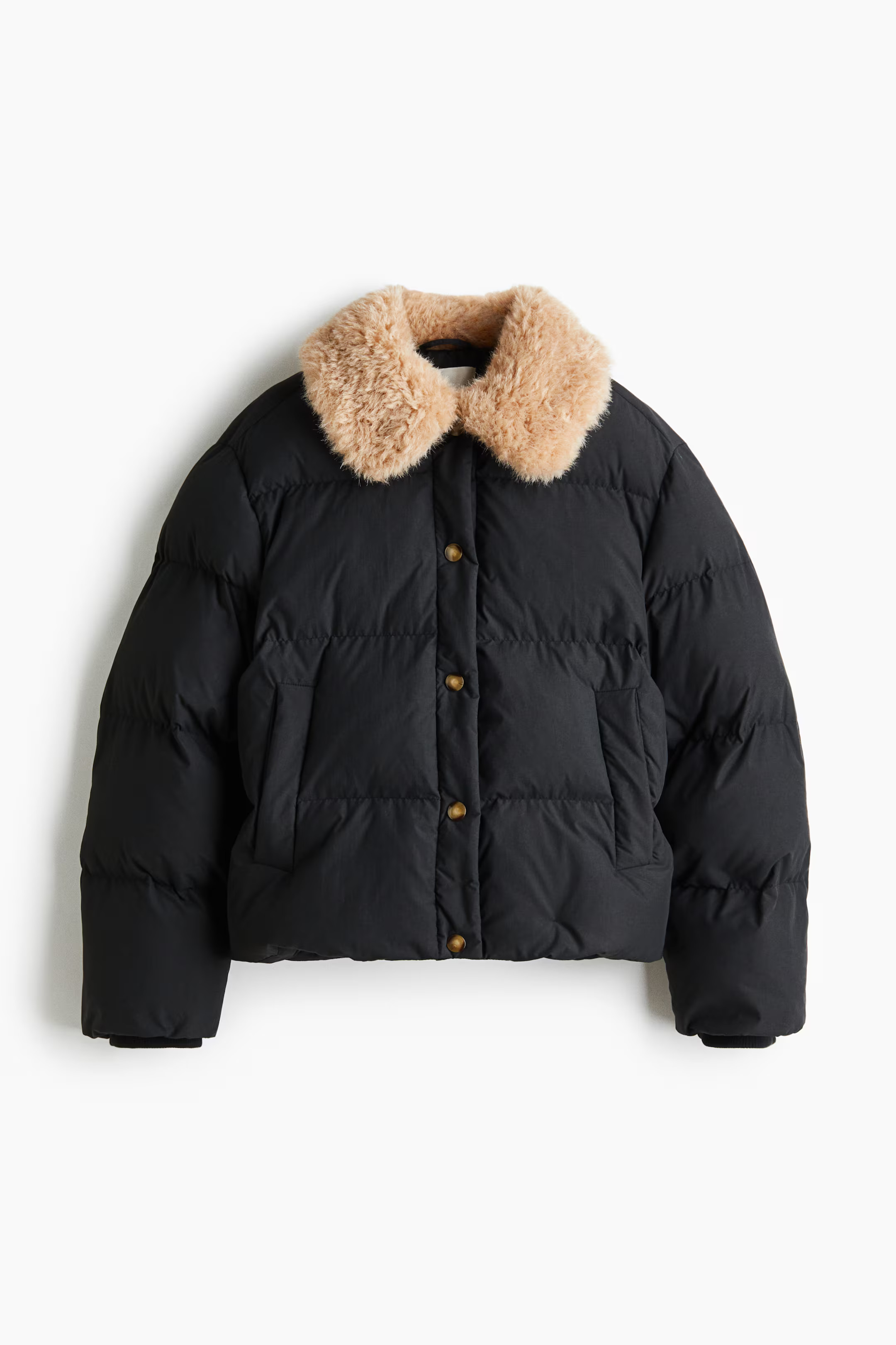 Puffer Jacket with Collar - Black - Ladies | H&M US | H&M (US + CA)
