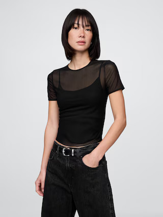 Mesh Cropped T-Shirt | Gap (CA)