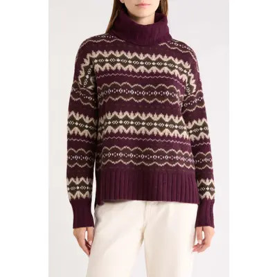 Barbour Helen Fair Isle Wool Blend Turtleneck Tunic Sweater in Birch Multi at Nordstrom, Size 4 Us | Nordstrom