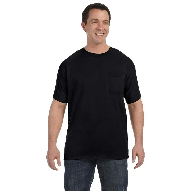 The Hanes Mens 61 oz Tagless Pocket T-Shirt BLACK M | Walmart (US)