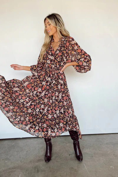 Autumn Flora Maxi Dress | Vestique