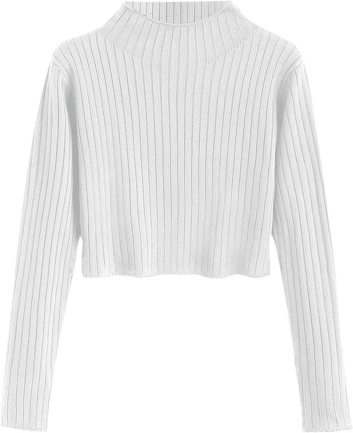 ZAFUL Women's Mock Neck Tops Long Sleeve Ribbed Knit Pullover Cropped Fall Sweater | Amazon (US)