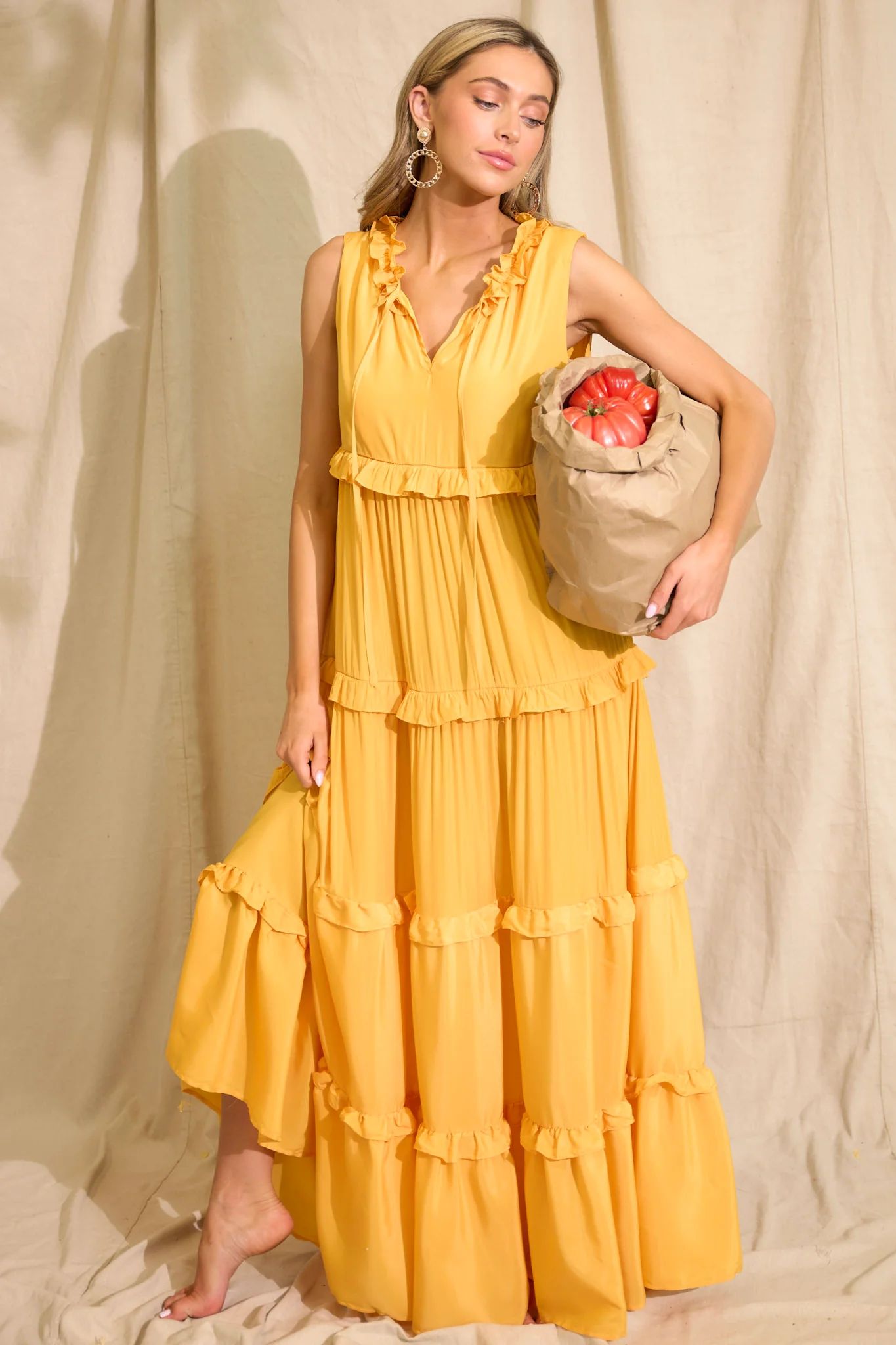 When I Look At You Sunset Yellow Maxi Dress | Red Dress