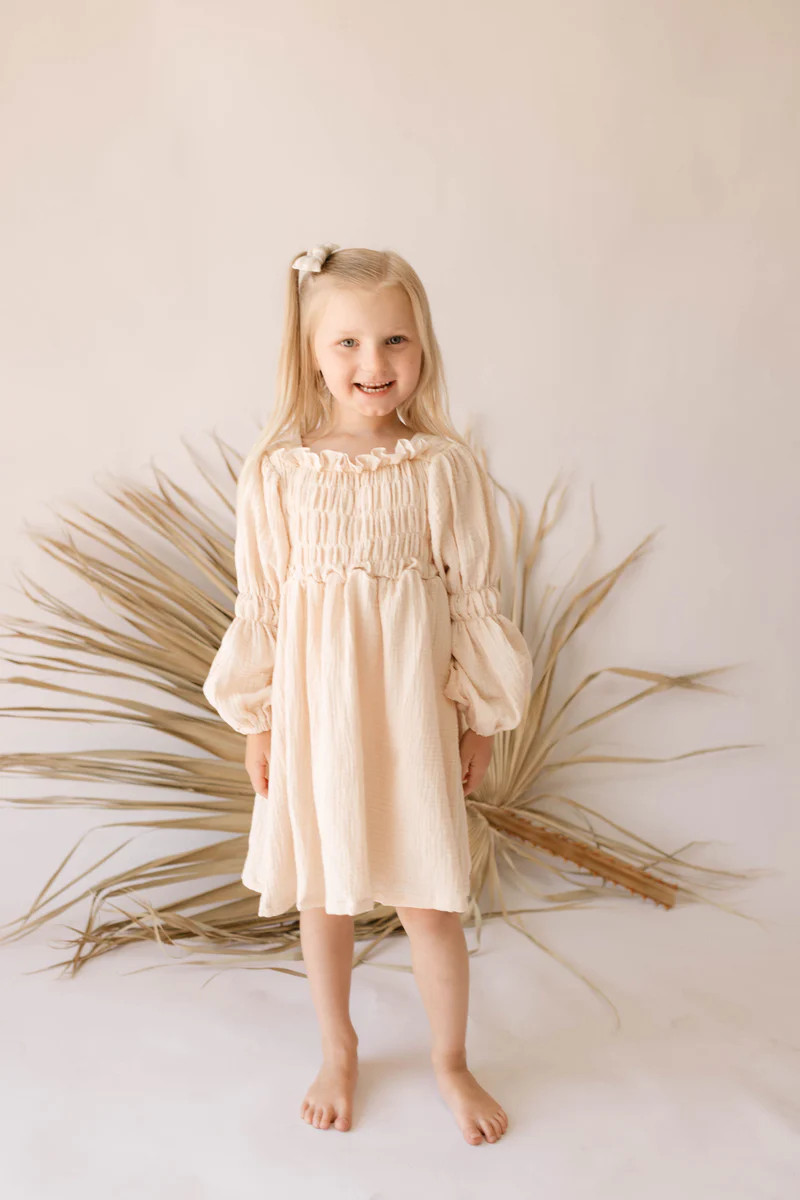 Cream | Muslin Long Sleeve Dress | Forever French