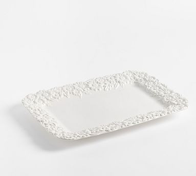 Floral Bunny Stoneware Serving Tray | Pottery Barn (US)