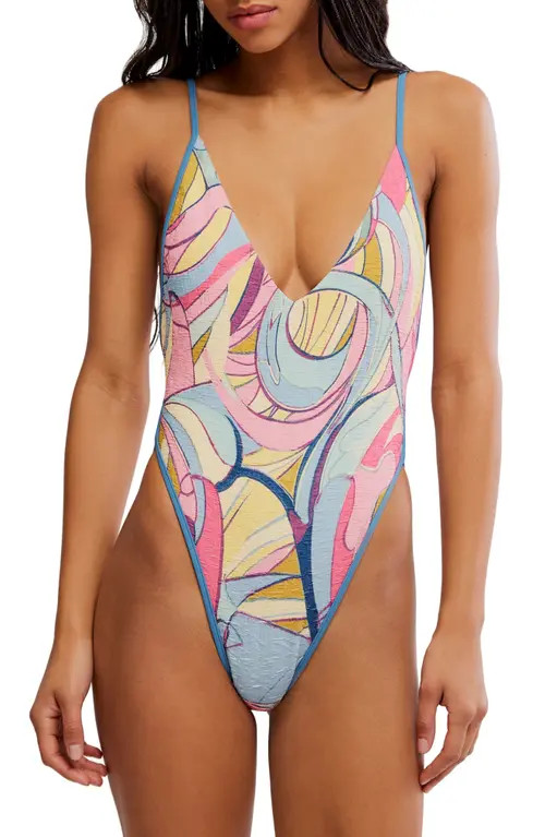 free-est by Free People Amber Printed One-Piece Swimsuit in Oasis Print at Nordstrom, Size Medium | Nordstrom