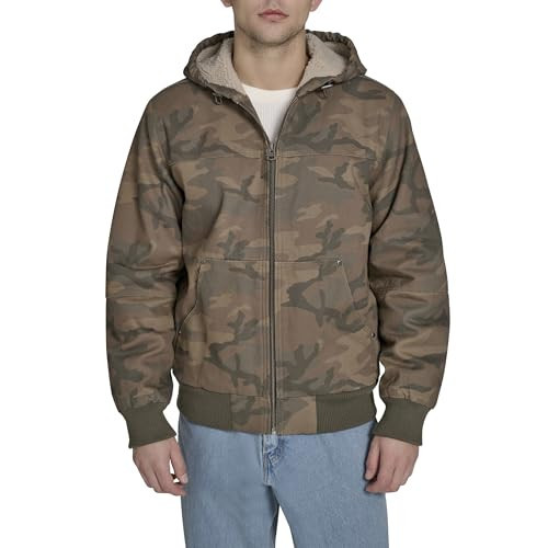 Levi's Men's Workwear Cotton Canvas Hoody Bomber Jacket (Regular & Big & Tall Sizes), Faded Camo Sherpa, XX-Large | Amazon (US)