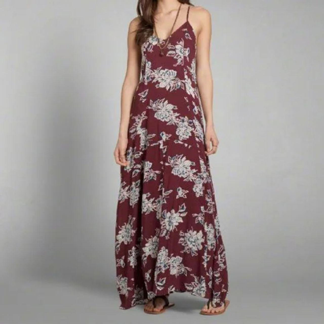 Abercrombie & Fitch Women's Maxi Dress - Burgundy/Red - S | Depop US
