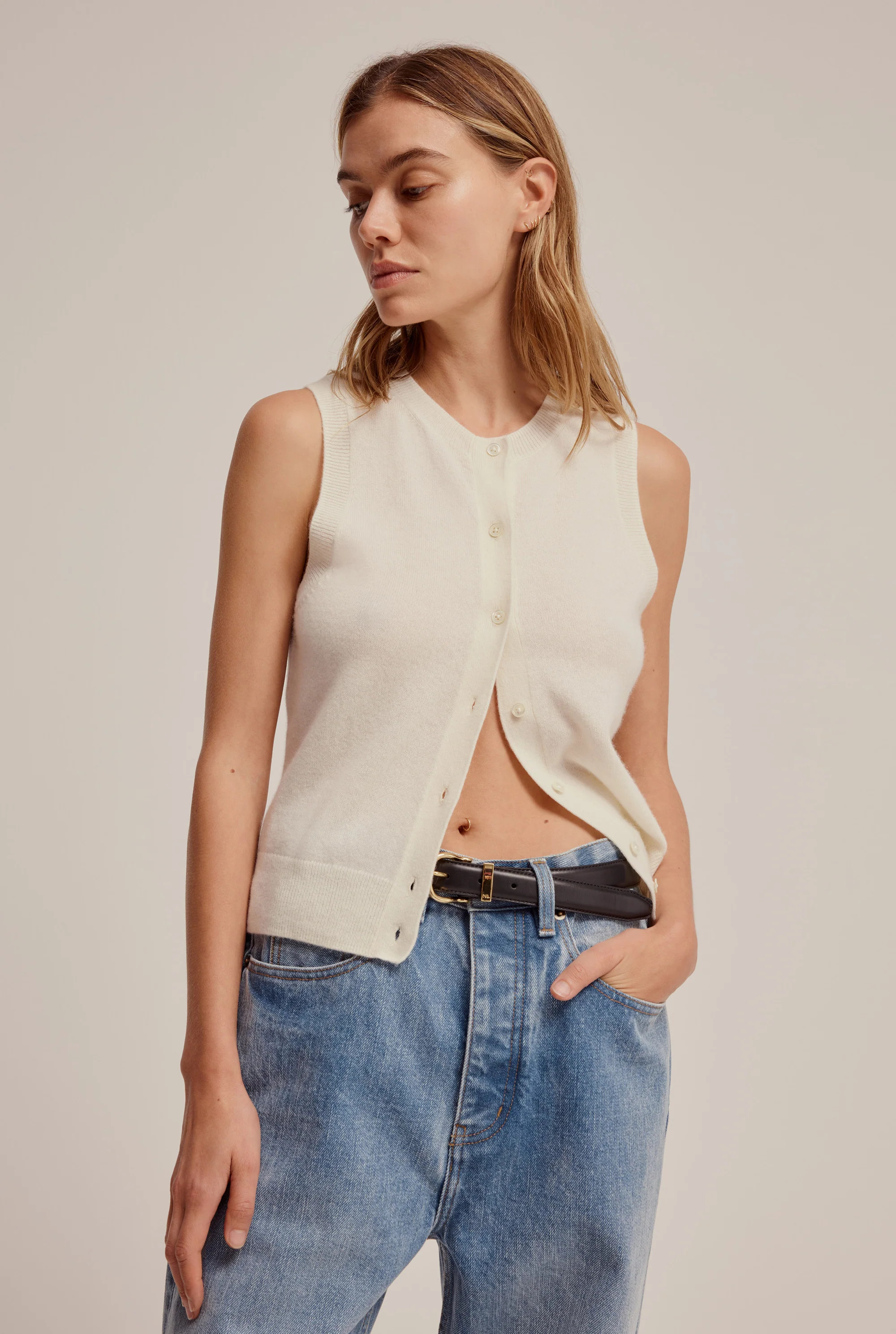 Cashmere Button Tank | Venroy AU
