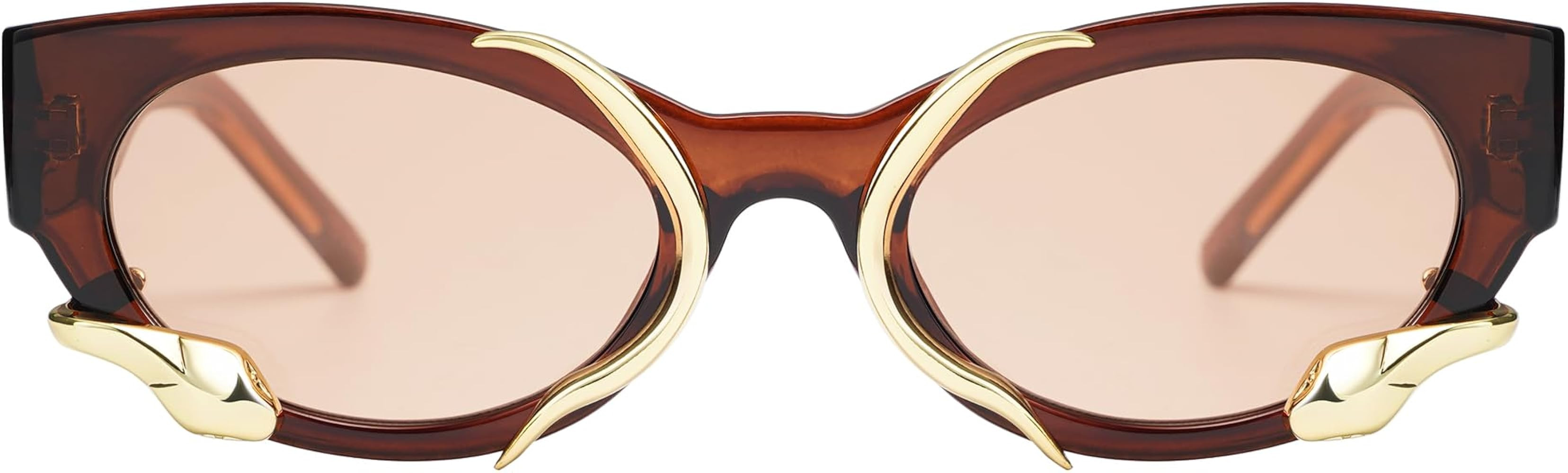 Trendy Sunglasses for Women Men Vintage Narrow Cateye Metal Snake Sunnie Y2k Accessories AP3621 | Amazon (US)