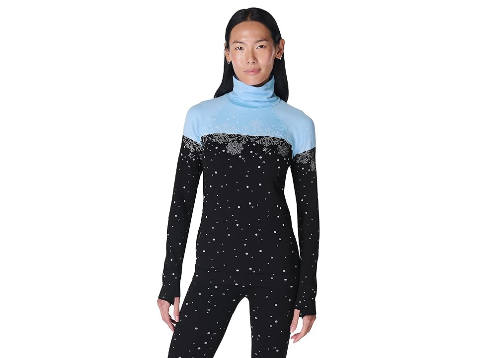 Sweaty Betty Snowflake Funnel Neck Base Layer Top Women's Sweater Blue Snowflake Jacquard : XS, Elastane/Polyamide | Zappos
