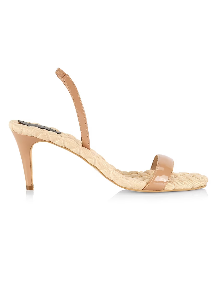 Women's Claudia Vegan Patent Leather Quilted Slingback Sandals - Beige Patent - Size 6 | Saks Fifth Avenue