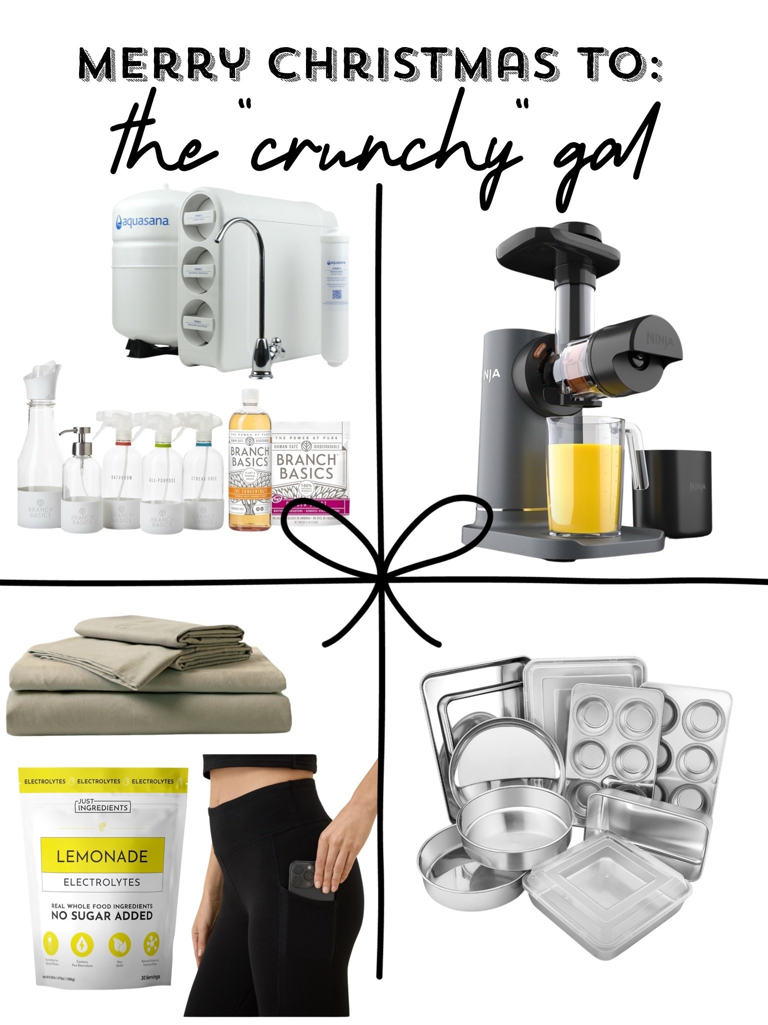 My Gift Guide for the non-toxic, crunchy gal in your life: 
🖤my beloved under-sink reverse osmosis water filtration system…easy to install, best water you’ve ever tasted! 
🖤Branch Basics concentrate for all your household cleaning needs: all-purpose, bathroom, window/mirror/ hand soap 
🖤my fave cold pressed juicer that produces almost zero foam and no pulp! 
🖤organic cotton leggings and organic cotton sateen sheets 
🖤a delicious electrolyte mix to stay hydrated without any nasty fillers 
🖤gorgeous stainless steel bakeware and cookware for a reasonable price! 

#LTKHoliday #LTKFindsUnder50 #LTKGiftGuide