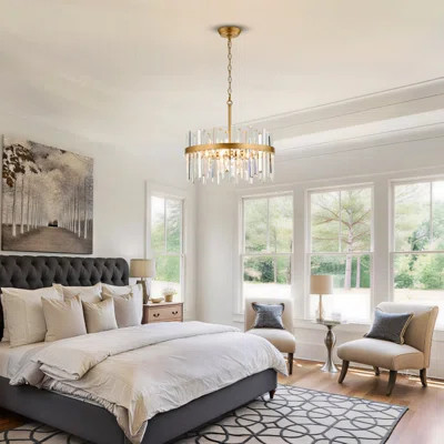 Kaan Kelloch Glossy Brass 5-light Drum Crystal Glass Chandelier | Wayfair North America