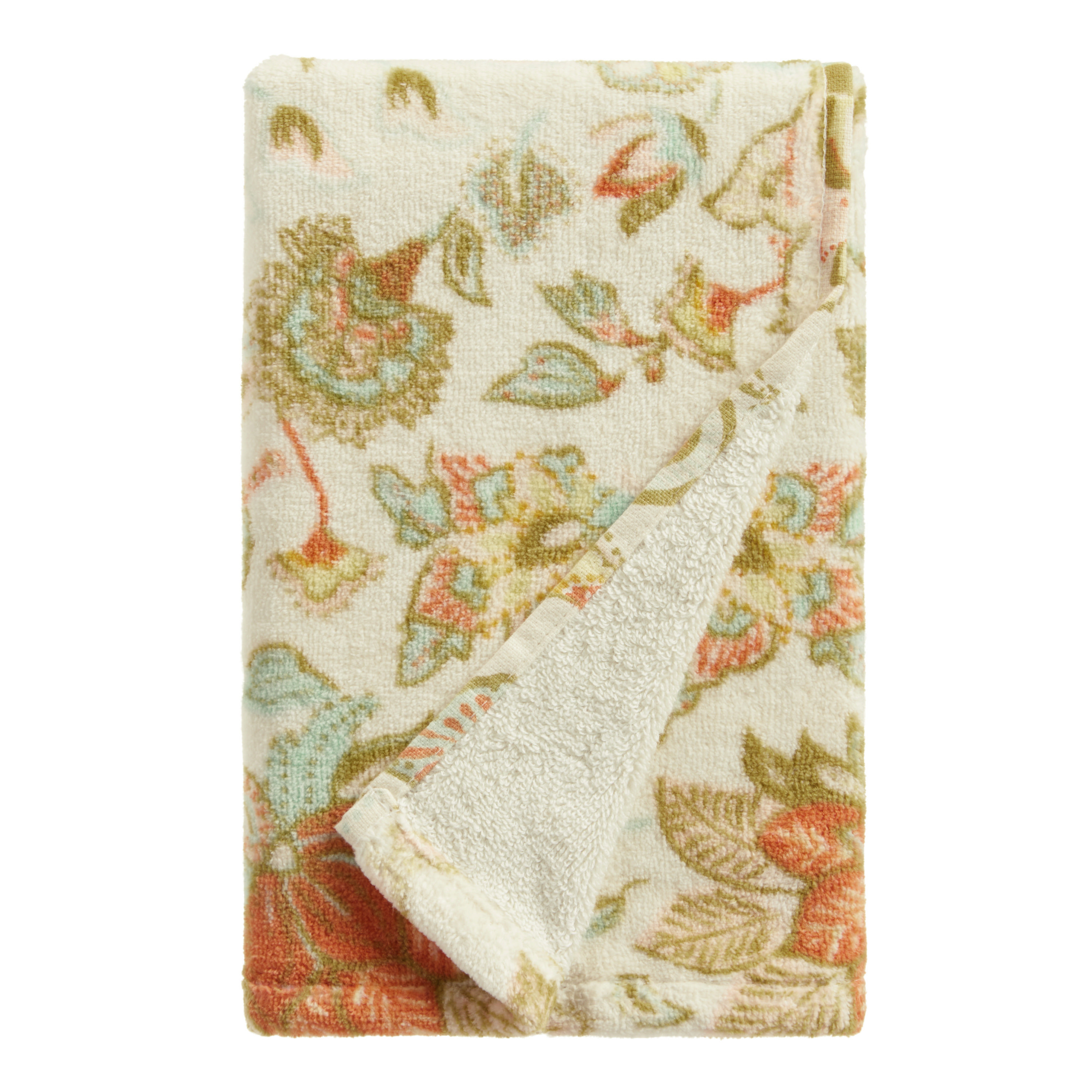 Indah Ivory Multicolor Floral Velour Hand Towel | World Market