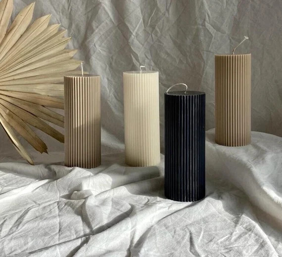Ribbed Thick Candle pillar Candle home Decor Candle large | Etsy | Etsy (US)