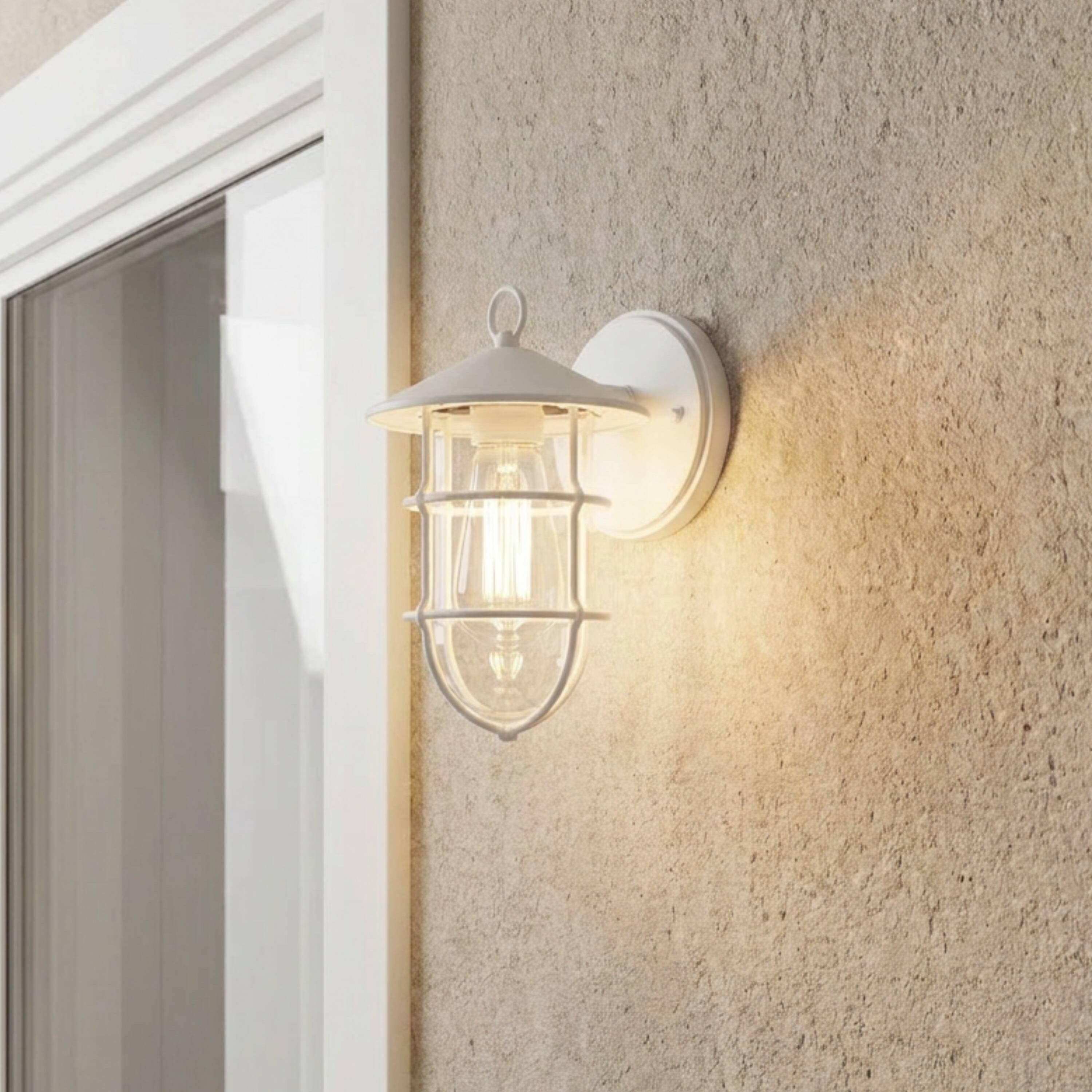 Project Source Halyard 1 -Light 10-in H Matte White Hardwired Outdoor Wall Light | WL136MW | Lowe's