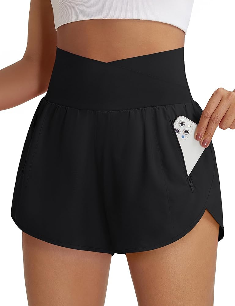 BMJL Women's Athletic Shorts High Waisted Running Short Pockets Gym Elastic Quick Dry Workout Sho... | Amazon (US)