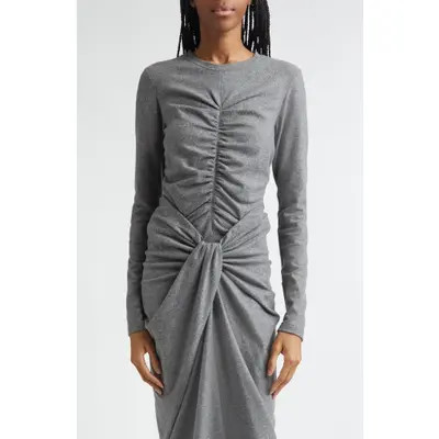 Isabel Marant Étoile Delesa Ruched Knot Long Sleeve T-Shirt in Grey at Nordstrom, Size 36 | Nordstrom