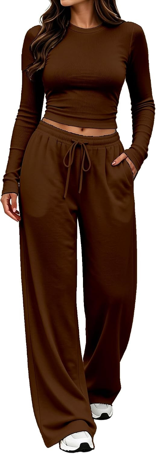 YIOIOIO Womens 2 Piece Fall Matching Set Lounge Oufit with Pockets | Amazon (US)