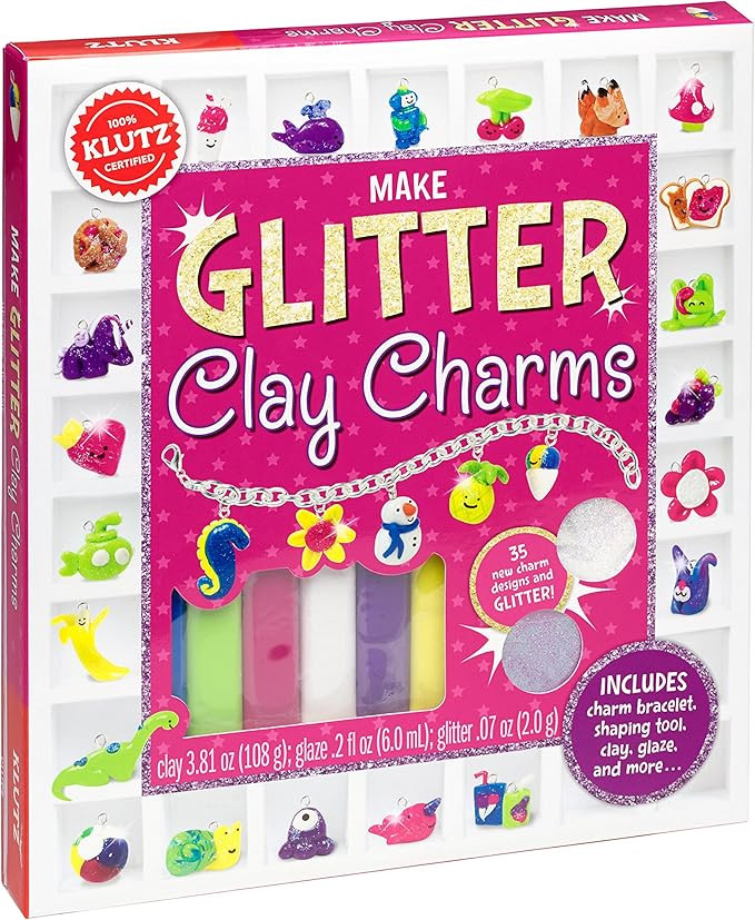 Klutz Make Glitter Clay Charms Craft Kit, 8" Length x 1.25" Width x 9" Height | Amazon (US)