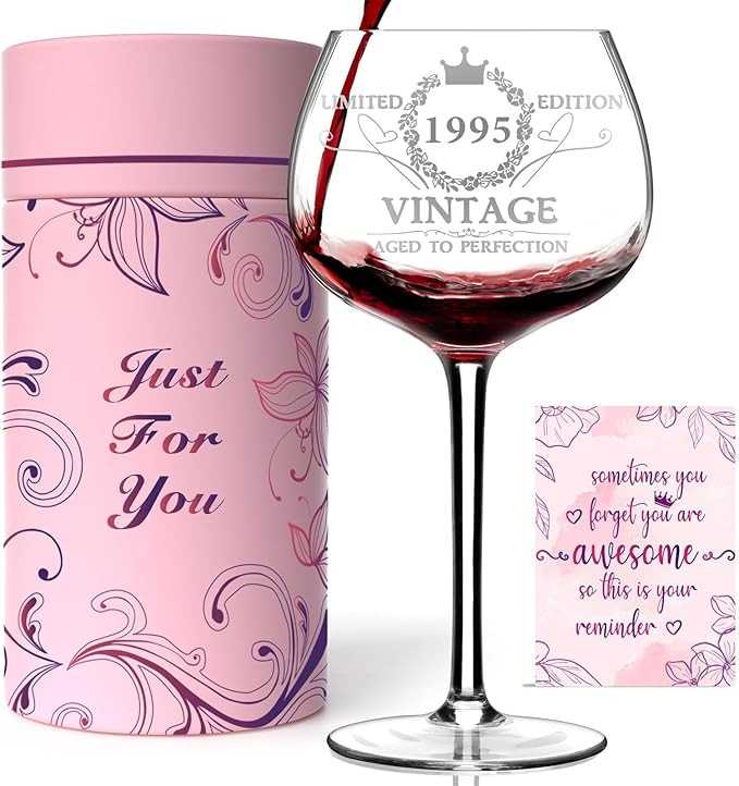 30TH Birthday Gifts for Her, Vintage 1995 Engraved Wine Glass, 30 Year Old Birthday Decorations F... | Amazon (US)