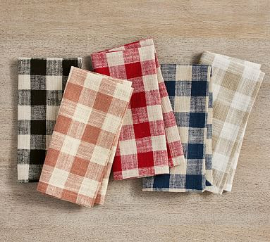 Dalton Check Yarn Dyed Cotton/Linen Napkins - Set of 4 | Pottery Barn (US)