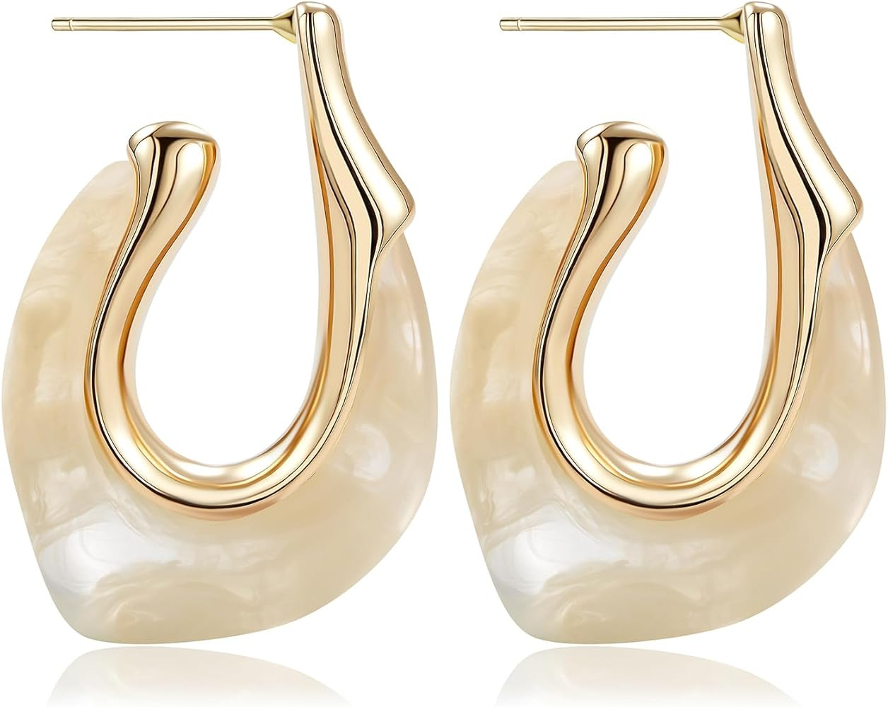 Acrylic Hoop Earrings Chunky Huggie Statement Vintage Earrings Cute Resin Drop Earring Trendy Jew... | Amazon (US)