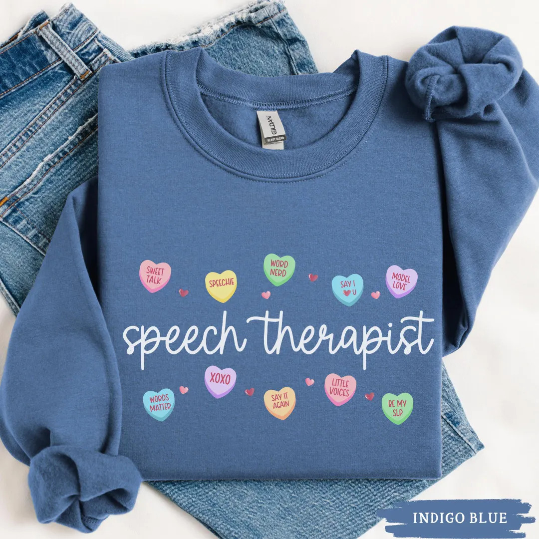 Custom SLP Valentine Sweatshirt, Conversation Heart Speech Language Pathologist Crewneck Sweater,... | Etsy (US)
