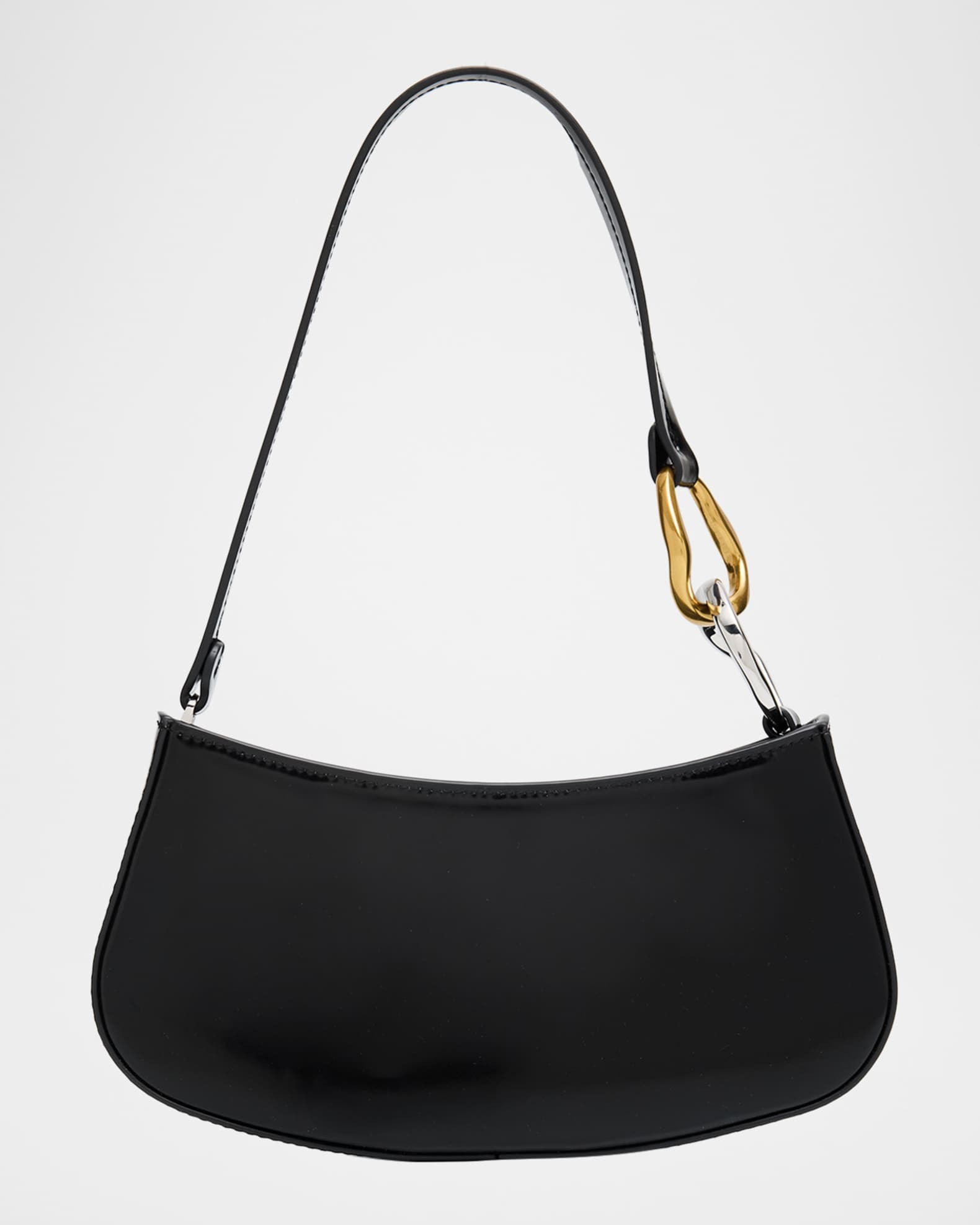 Ollie Curved Leather Shoulder Bag | Neiman Marcus