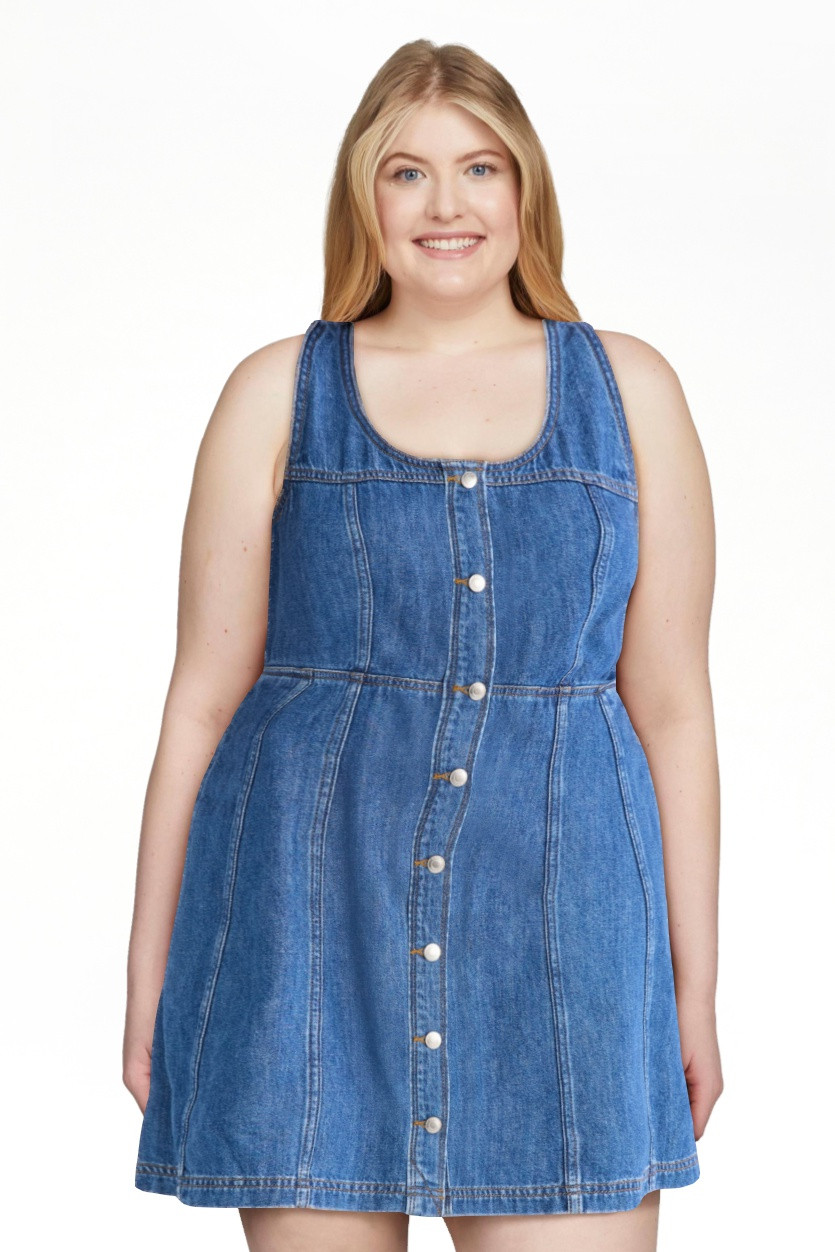 Free Assembly Women's Sleeveless Paneled Chambray Mini Dress, Sizes XS-XXL | Walmart (US)