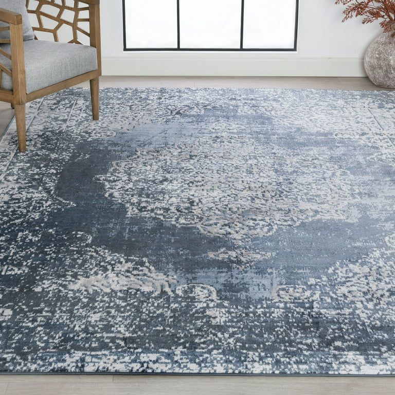Traditional 9x12 Area Rug (8'9'' x 12'2'') Medallion Blue, White Living Room Easy to Clean | Walmart (US)