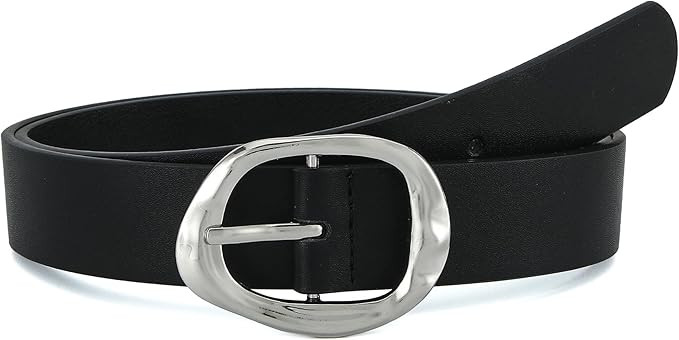 Earnda Leather Belts for Women Casual Fashion Waist Belt with Liquid Shapes Gold Buckle for Jeans... | Amazon (US)