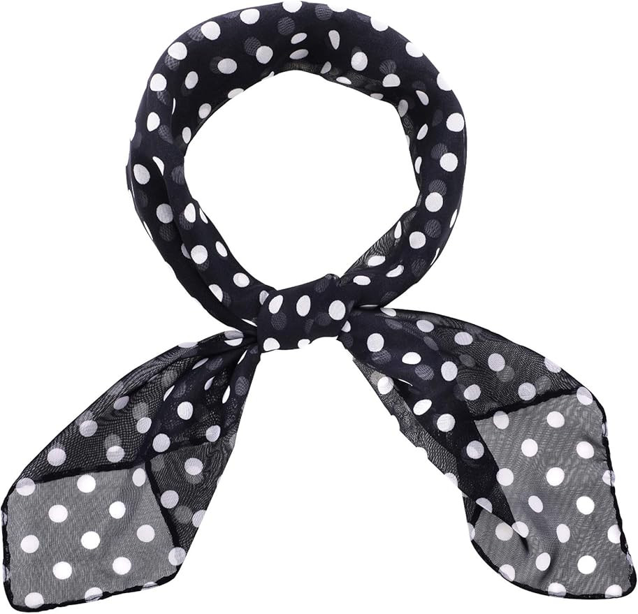 Boao Polka Dot Scarf 1950s Chiffon Scarf Retro Hair Tie Sheer Square Neck Head Vintage Neckerchie... | Amazon (US)